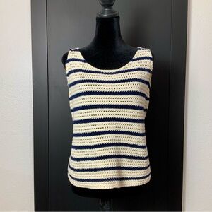 Tuckernuck Navy and Cream Striped Crochet Tank